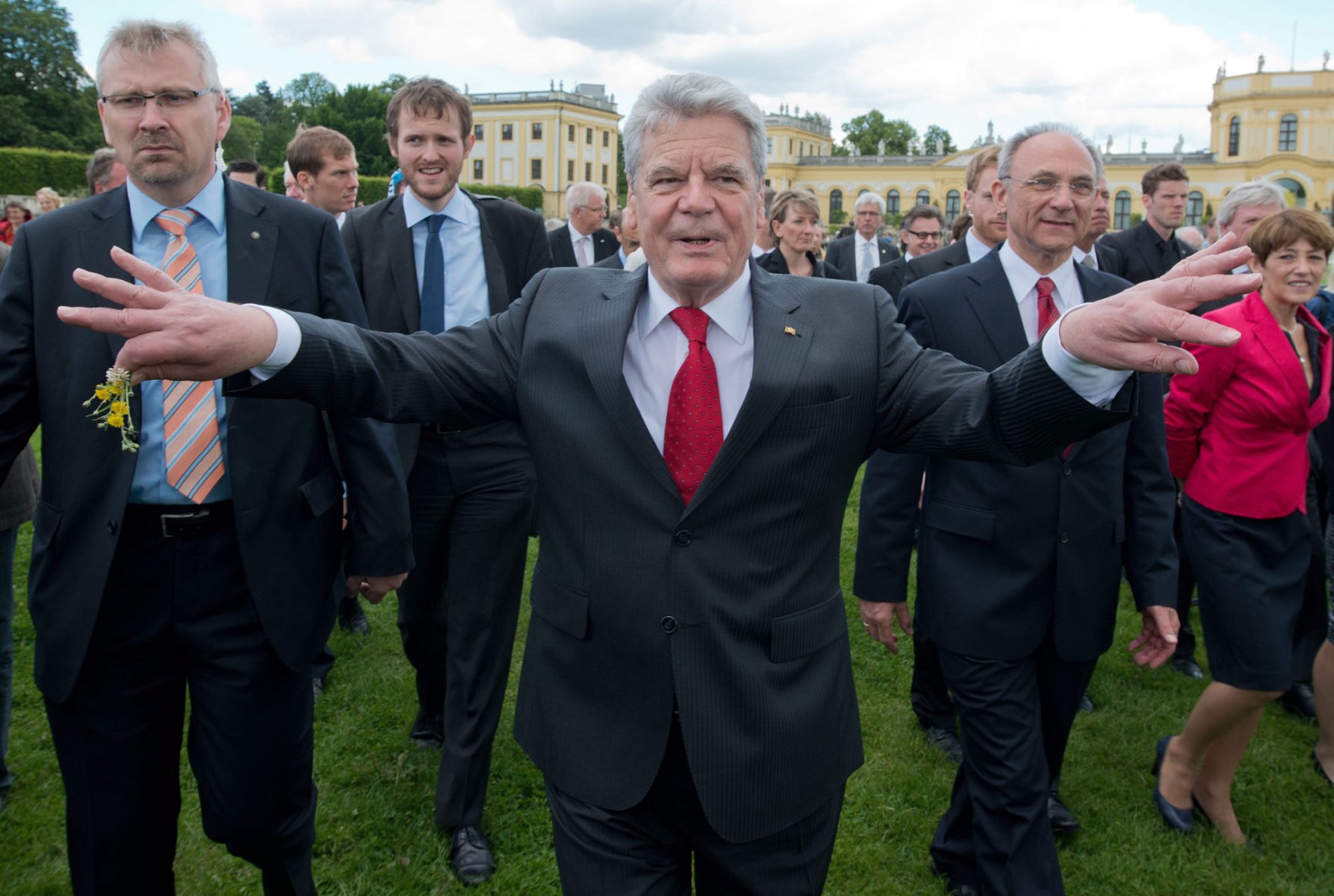 German President Joachim Gauck officially opens the arts exhibition dOCUMENTA (13), in Kassel, Germany, 09 June 2012. According to the organizers, dOCUMENTA (13) is dedicated to artistic research and forms of imagination that explore commitment, matter, things, embodiment, and active living in connection with, yet not subordinated to, theory.  EPA/BORIS ROESSLER